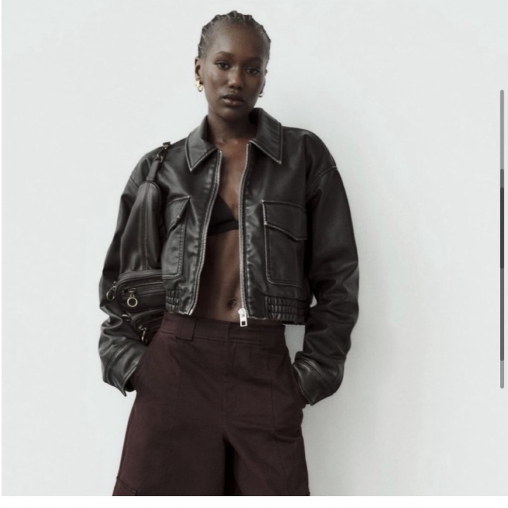 Zara Washed Faux Leather Jacket
